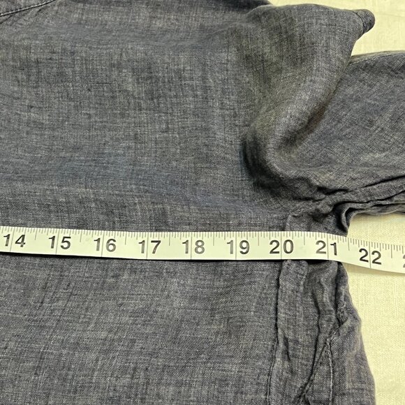 G.Botticelli 100% Linen M Tunic Dress Navy Gray Button Front 3/4 Sleeve Zip - Picture 11 of 13